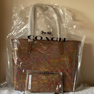 Coach City Tote and Large Phone wallet in Rainbow